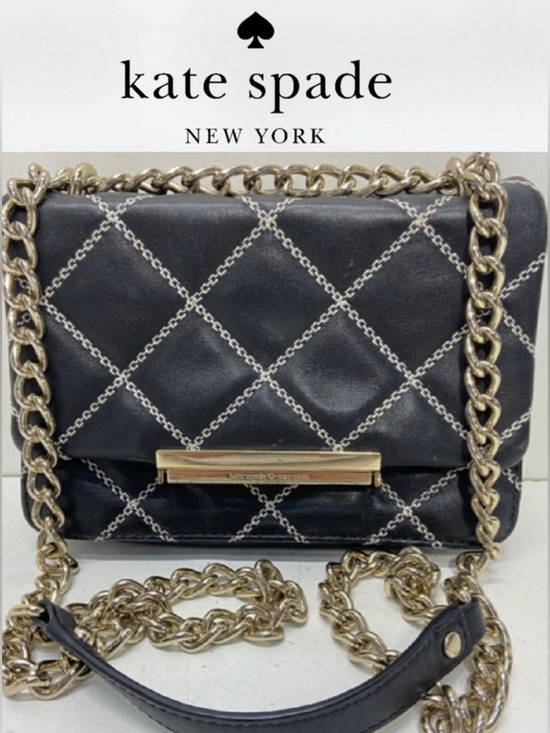 kate spade Handbags - kate spade Black Quilted Leather Crossbody with Gold Chain